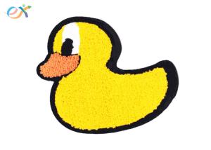 Quality Felt Fabric Custom Chenille Patches Yellow Duck Shape With Sew On Backing for sale