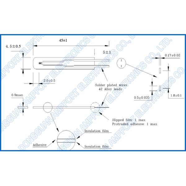 Surface Mount Low Profile NTC Thermistor 44mm 45mm