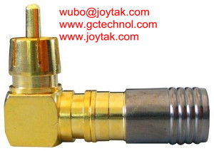 RCA Connector Compression Type gold plated RCA male right angle for RG6 Coax Cable HDTV connector