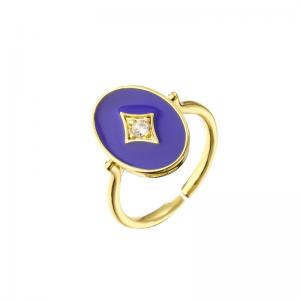 China Oval Enamel Diamond Ring Insert Wedding Band Modern Geometric Engagement Rings 18k Gold Plating on sale