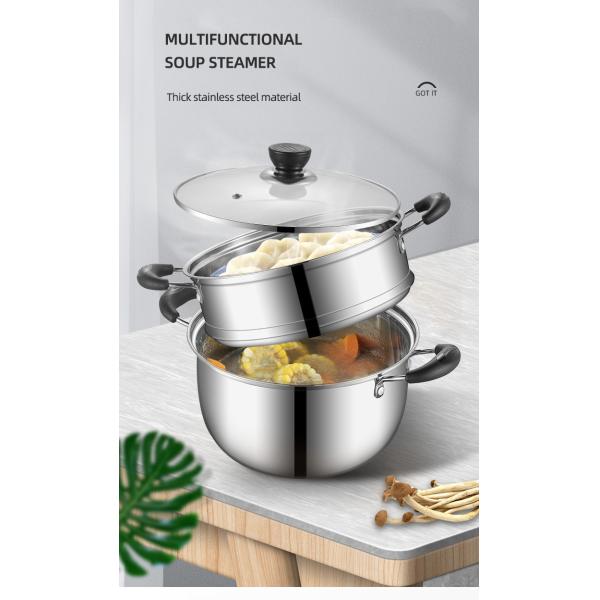 Hot Selling Kitchen Silver Cooking Soup Pot 304 Stainless Steel Steamer Pot Induction Stock Pot With Glass Lid