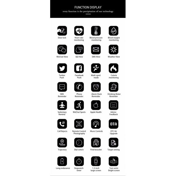 1.3 Inch Touch Screen Smartwatch NRF52832 Calorie Monitoring 10m