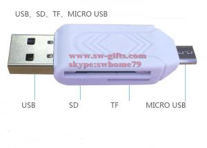 China 2 in 1 USB OTG Card Reader Universal Micro USB OTG TF/SD Card Reader Phone Extension Headers Micro USB OTG Adapter on sale