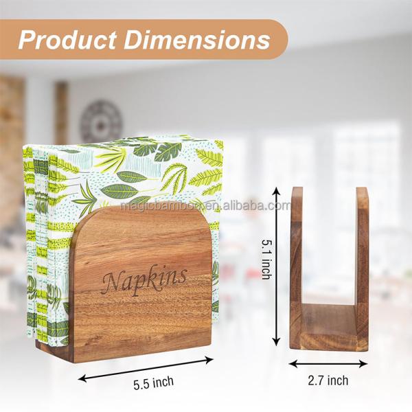 Bamboo Napskin Holder For Table Upright Napkin Dispenser Perfect For Indoor And Outdoor