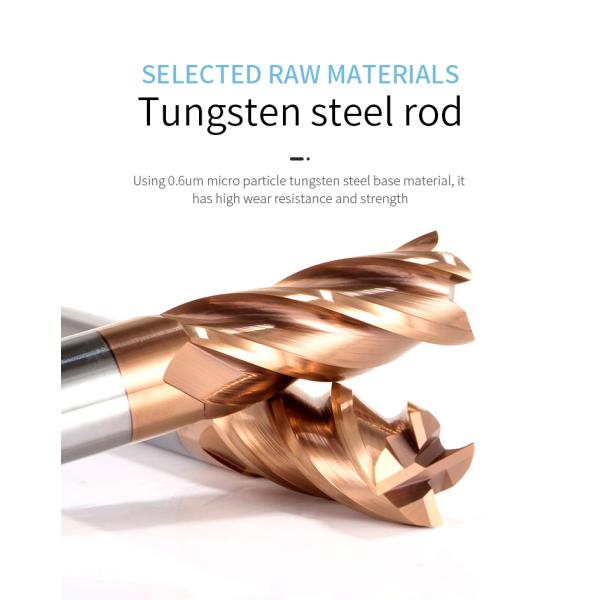 Factory Sales HRC55/60/65 Tungsten Carbide End Mill Cutter 4-Flute CNC Metal Milling TiSiN Coating ODM OEM for Metal Processing
