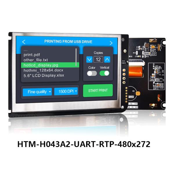 4.3 Inch UART Resistive Touch Screen TFT LCD 480x272 Display With Lcd Controller