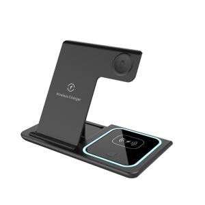 Quality 15 Watt Fast Multifunctional Wireless Charger Portable Magsafe Desk Charger 3 In 1 Black And White for sale