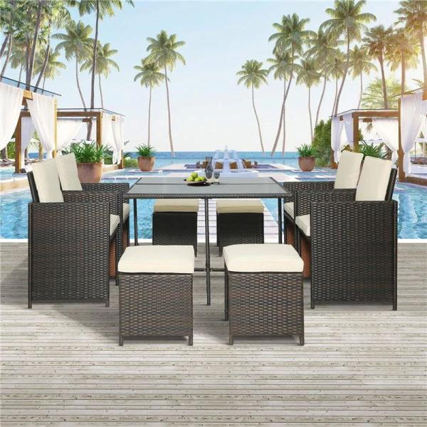 Luxury All Weather Chair 7 Piece Outdoor Wicker Sofa Set SGS Approval