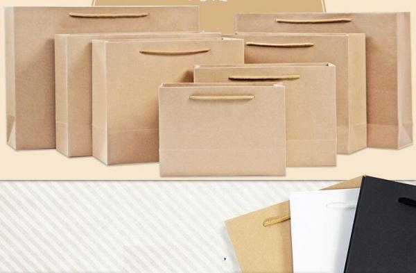Buy Wholesale Luxury Handmade Creative Elegant Custom Tote Carrier Shopping Packaging Paper Gift Bag,logo printed brown pape at wholesale prices