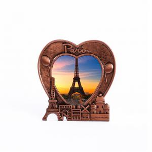 China Paris France Eiffel Tower Metal Heart Shaped Picture Frame 3D Love Sunset Scenery on sale