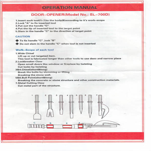 Manual multi-function demolition 8-piece set SL-700D