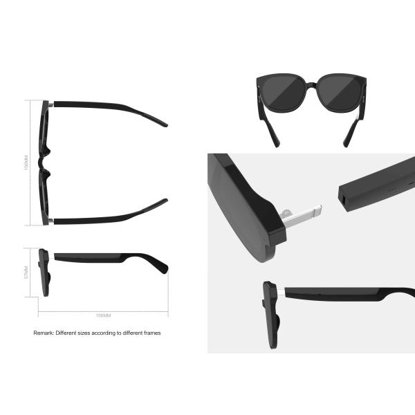 HFP Smart glasses Bluetooth 5.0 audio visual integration replaceable frame for men