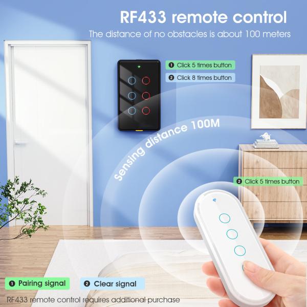 Tuya Smart WiFi 6 Gang Light Switch No Neutral Wire, Timing, Voice Control, RF433, Alexa & Google Home Compatible