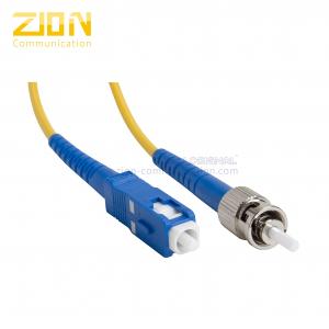 Quality ST to SC Simplex Singlemode 9 / 125 μm Fiber Optic Patch Cord in Yellow PVC Jacket for sale