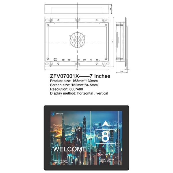 Kone Otis Elevator Parts 7 Inch TFT Display Board Horizontal And Vertical Display TFT LCD Display For Elevator COP LOP Panel