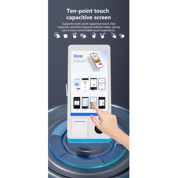 Restaurant Self-service Ordering Counter Kiosk Windows 8+128GB Self-service Payment Kiosk with Printer Nfc QR Code Scanner