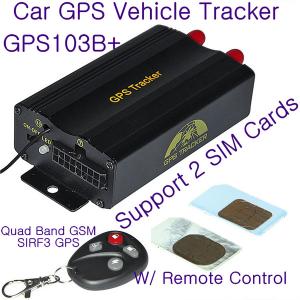 Quality GPS103B+ Remote Control Car GPS Vehicle Tracker W/ 2 SIM Slot &amp; Central Locking Detection for sale