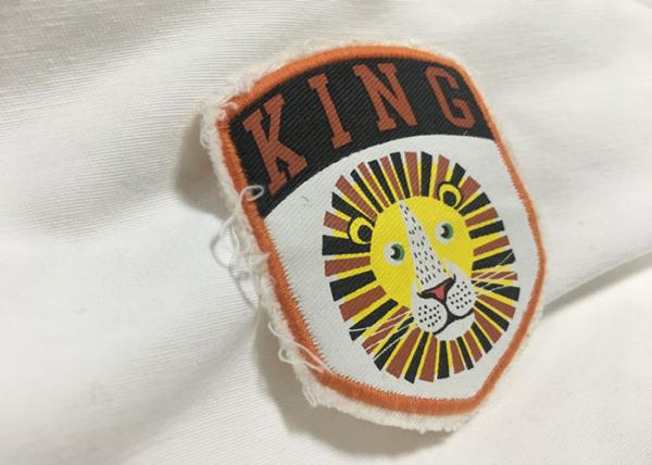 Buy Merrow Border Custom Stitched Patches , Clothing Iron On Embroidered Patches For T Shirts at wholesale prices