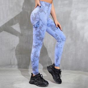 China Tie-dyed long yoga pants high waist abs on sale
