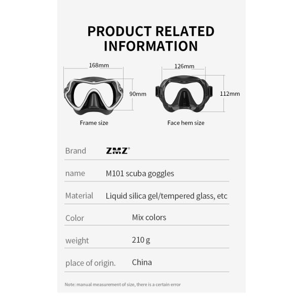 Nearsighted Single Lens Scuba Diving Mask Goggles For Glasses