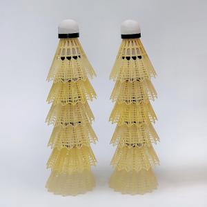 China Outdoor Badminton Shuttle Cock Plastic 12 Pack Fiber Cork Yellow White on sale