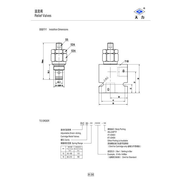Adjustable Direct Acting Relief Valve RV2-08