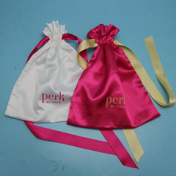 Security Satin Drawstring Bag Hot Stamping Surface Handling For Shoe Packing