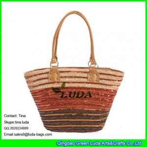 Quality LUDA sequins straw totes leather handles wheat straw handbags online for sale