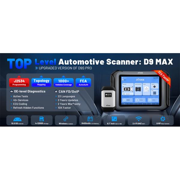 2025 XTOOL D9 MAX universal Diagnostic Scanner With J2534 Topology Mapping, ECU Coding, FCA/