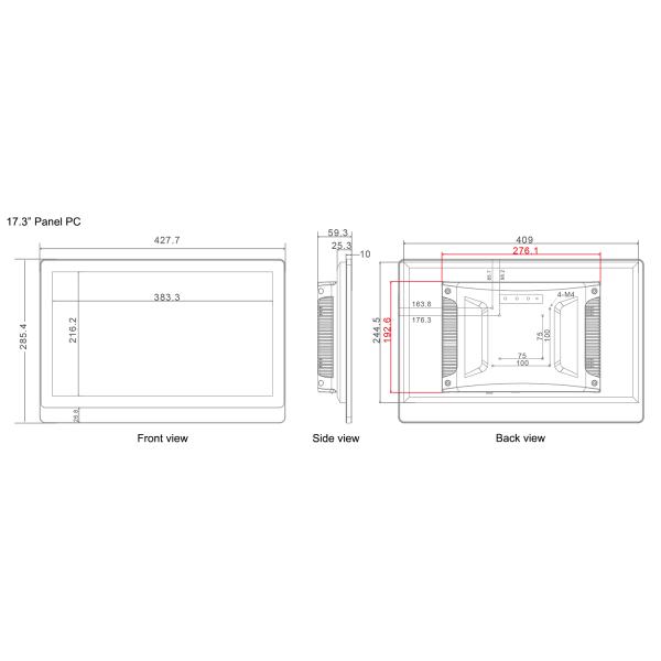 IP65 Waterproof Industrial Touch Screen Panel 17.3'' 1920*1080 Resolution For CNC