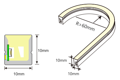 10*10mm Silicone Neon Strip IP67 24V Waterproof 24V LED Neon Flex Outdoor