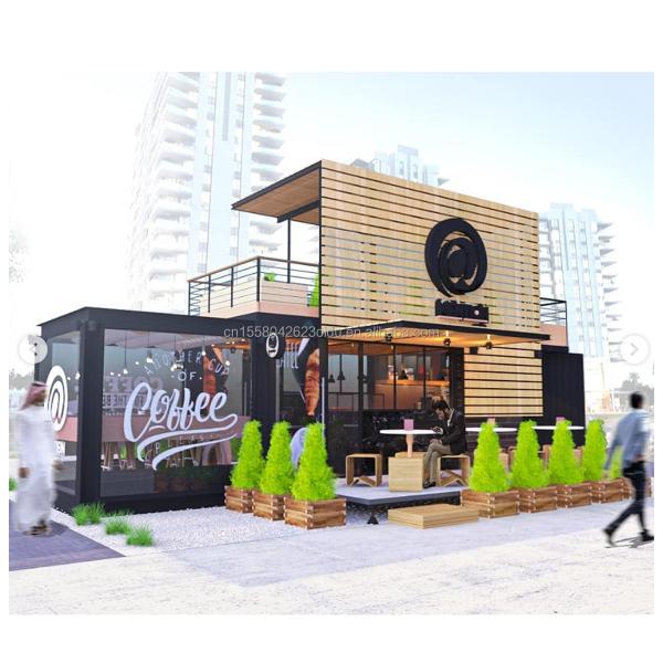 Modern Design 20ft or 40ft Container Prefabricated Coffee Shop Kiosk Constructed with Steel Sandwich Panel Material