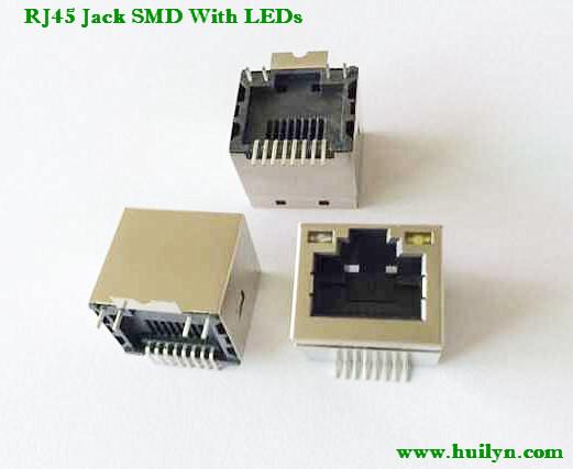 Buy shielded RJ45 Connector with LEDs, Surface Mount Type at wholesale prices