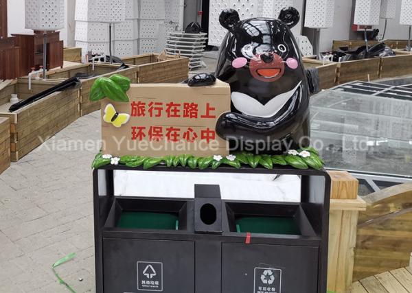 Buy Public Shopping Centre Decorations Dustbin With Black Bear Statue at wholesale prices