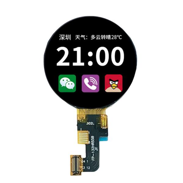 1.32 Inch Round TFT Display 360x360 Resolution QSPI Interface Driving IC GC9C01 450C/D brightness
