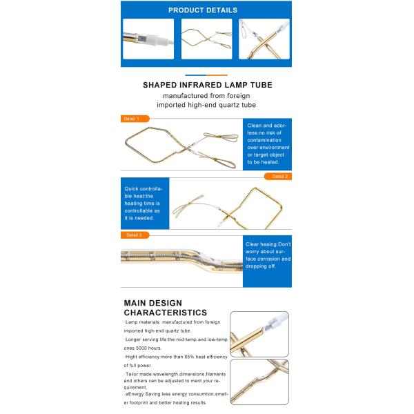 UVIR Gold Quartz Short Wave Infrared Lamp 1660W 230V