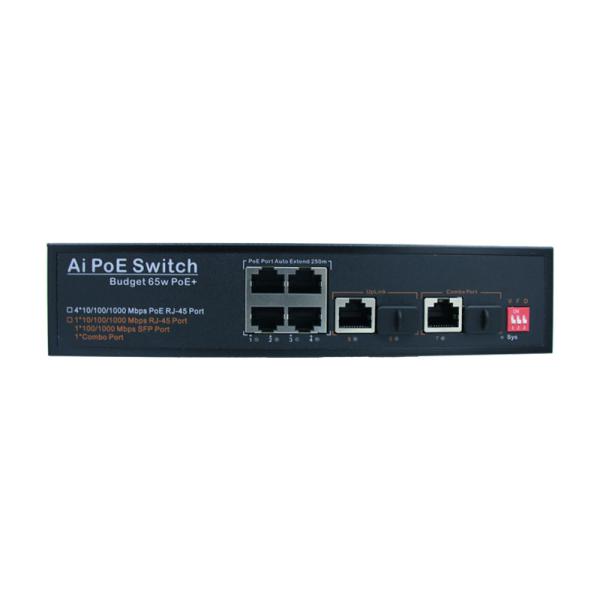 IP30 Unmanaged POE Switch 4 PoE Ports 1 SFP 1 Network Port 1 Combo