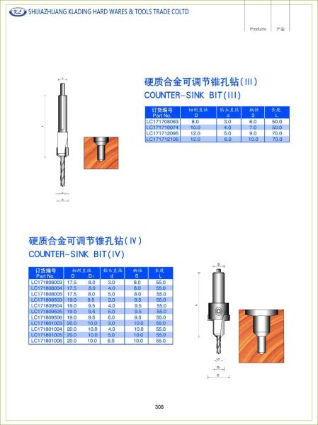 Buy Boring bits;TCT countersink bits;hex shank countersink bits;hinge boring bit;sprial flutes boring bits at wholesale prices