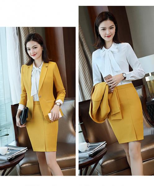 Regular Women 'S Business Suit Skirt Custom 90% Polyester Blended Cotton Long Sleeve