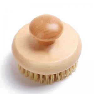 Quality Exfoliating Natural Bristle Bath Brush Spa Shower Body Massager Round Wooden for sale