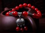 Red Agate stretch bracelets, carnelian gemstone bracelets, lock beads charm