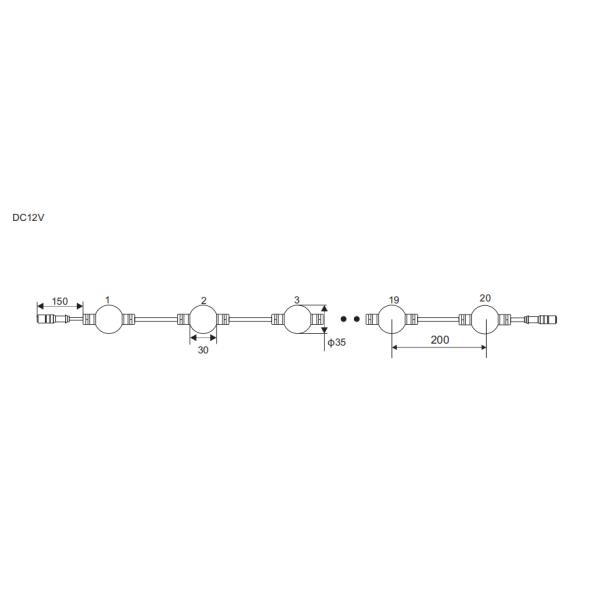 35MM DC12V LED Pixel Ball SPI Control SMD5050 DMX RGB Sphere LED Ball Light
