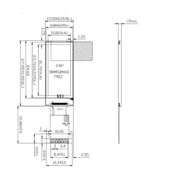 PMOLED display pin definition diagram