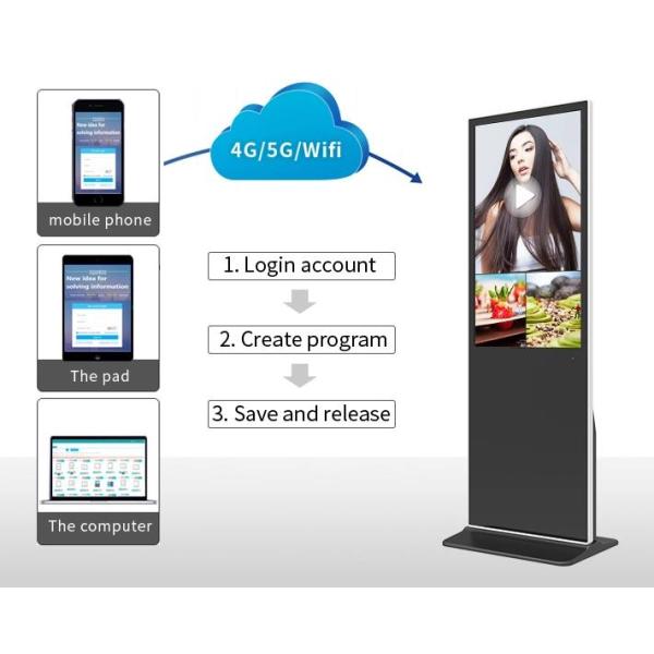 Indoor Standalone LCD Media Player Advertising Display Touch Kiosk For Shopping Mall