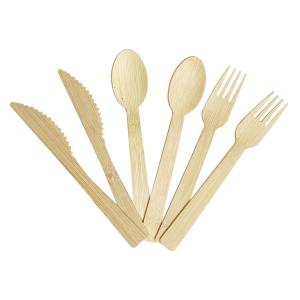 China Disposable Bamboo Cutlery Spoon Fork Knife Toothpick Napkin Sets Individually Wrapped on sale