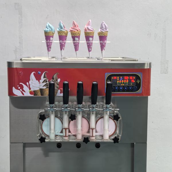 21L Capacity Soft Serve Ice Cream Machine 5 Flavors Automatic Yogurt Icecream Maker with English Operating Language