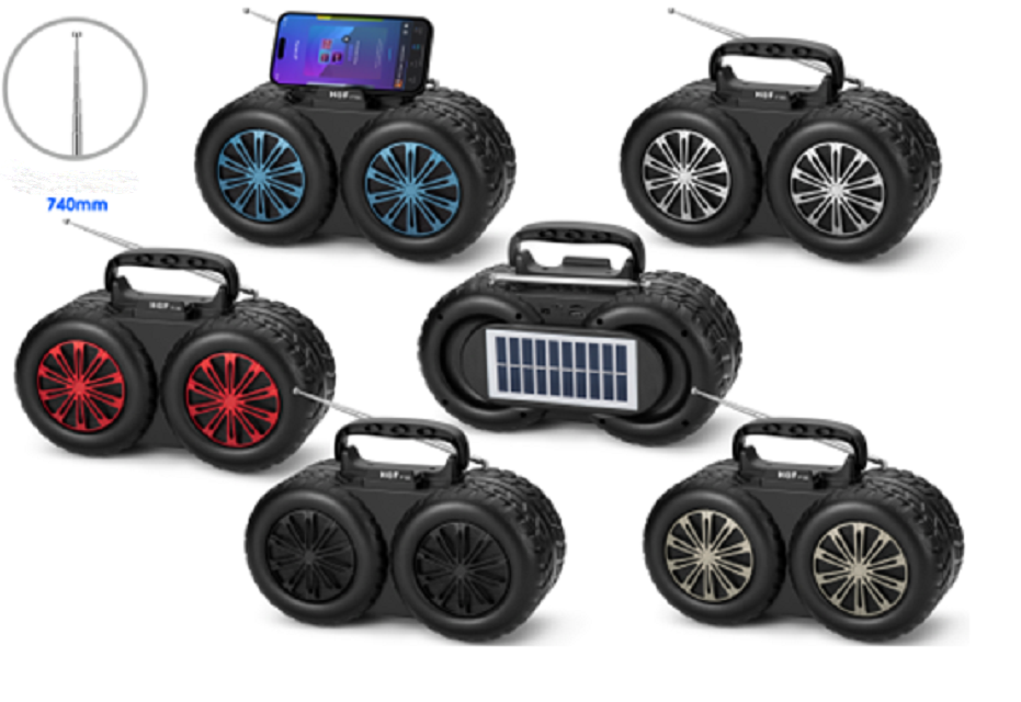 20W Solar Bluetooth Speaker,USB/TF/FM/BT/TWS, 1W Glass Panel, JL 5.3, 1200mAh, Metal Mesh, ABS, Stereo