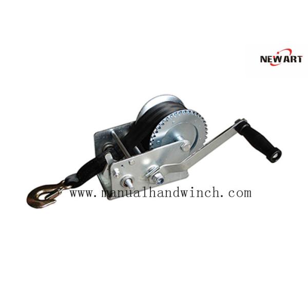 Small 1000lbs Manual Hand Winch With Black Strap Boat Trailer Parts Zinc Coating