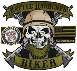 China Heat Cutting Skull Custom Motorcycle Vest Patches Camouflage Material on sale