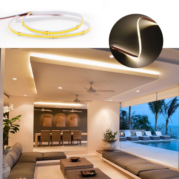 COB LED Strip Light Dot Free 10W 384 LED Per Meter 8mm PCB Width RA95